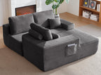 104' Cloud Sectional Sofa with L-Shape Chaise and Side Pockets , Modern Modular Design, Deep Seating, Upholstered Couch for Living Room/Bedroom, No Assembly Required (Plush Fabric), Grey, Left-facing - Grand Goldman Shop