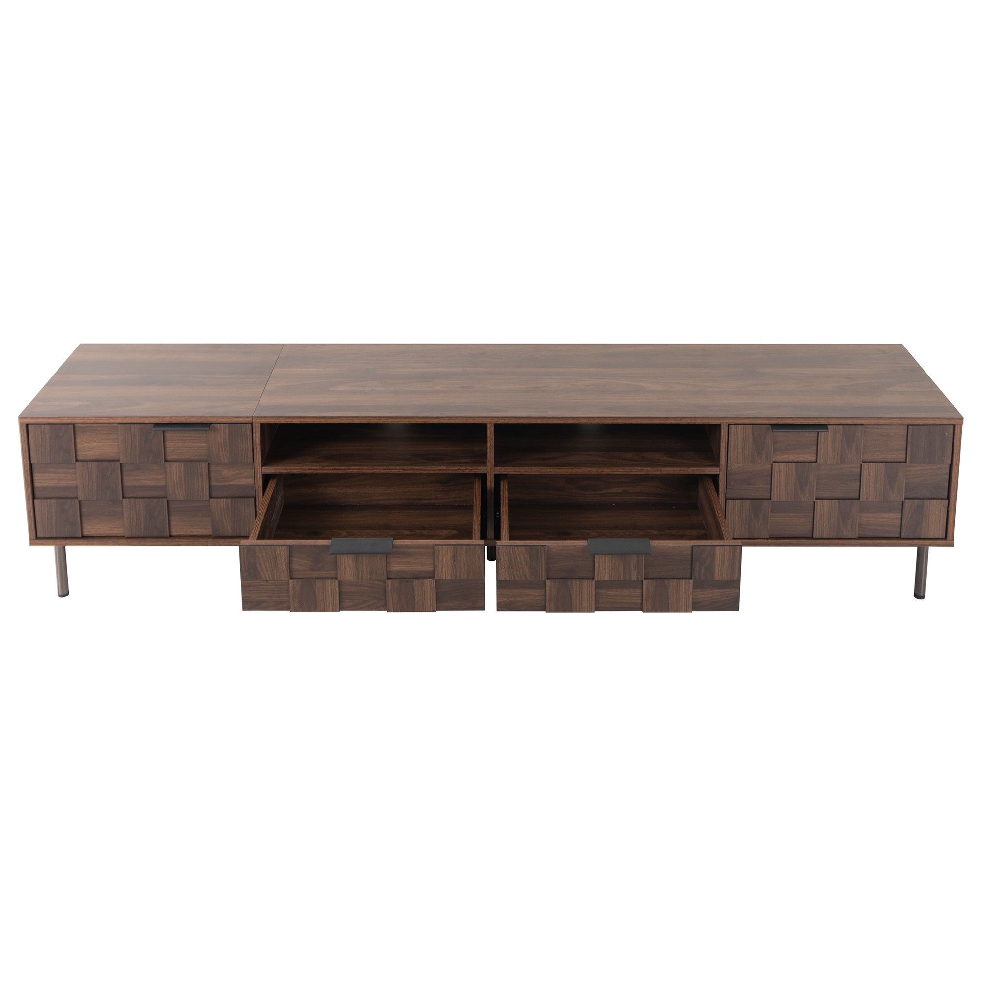Mid Century TV Stand with 2 Drawers in Dark Brown, Media Console Table for TVs up to 85'', Made of Particle Board and MDF, 78.7'' x 15.7'' x 17.7'' - Grand Goldman Shop