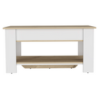 Austin Storage Table, One Extendable Table Shelf, Four Legs, Lower Shelf -Light Oak / White - Grand Goldman Shop