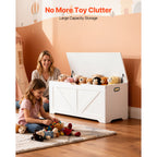 Kids Storage Bench, Wooden Toy Box Chest, Large Storage Cabinet with Safety Hinge, Toddlers Storage Bench for Playroom, Livin