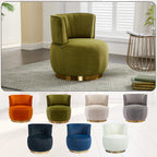Swivel Barrel Chair, Round Armchairs with Wide Upholstered, Fluffy Velvet Fabric, Olive, 25.20'' x 25.59'' x 26.38'' - Grand Goldman Shop