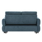 Convertible Sofa Bed 62.75' Loveseat with Adjustable Backrest and USB Ports in Blue Chenille Fabric - Grand Goldman Shop