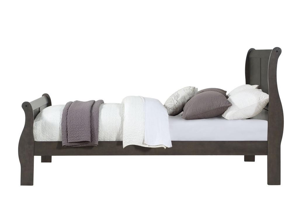 Louis Philippe Dark Gray Finish 4 PCS Bedroom Set (E. King) - Grand Goldman Shop