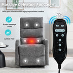 Heat Massage Manual Recliner Chair with Rocker and Swivel in Fabric for Living Room, GREY - Grand Goldman Shop