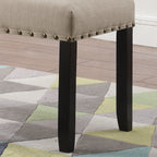 Biony Fabric Dining Bench with Nailhead Trim, Tan - Grand Goldman Shop