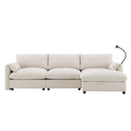 [VIDEO]96.5'' L-Shaped Sectional Sofa with Storage Ottoman and Pockets, Adjustable Phone Holder, USB Charger, Elephant Ear-Shaped Armrests, Comfy Seat for Living Room&Apartment, Chenille, 3 Colors - Grand Goldman Shop