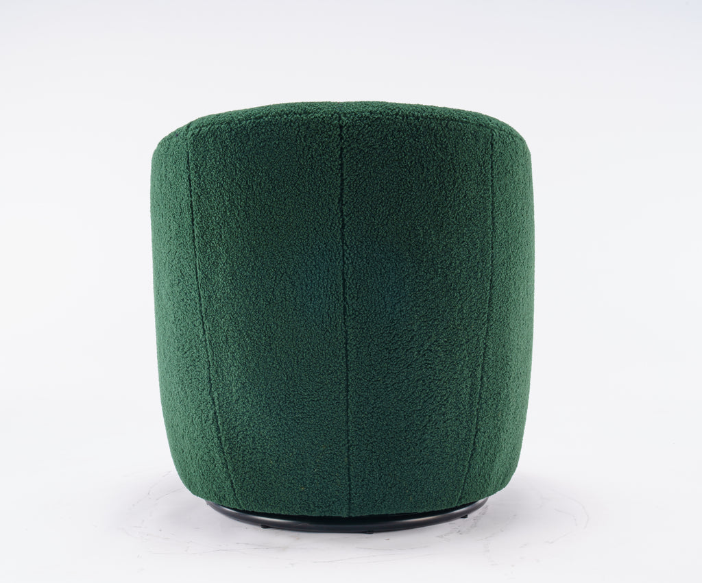Teddy Fabric Swivel Accent Armchair Barrel Chair With Black Powder Coating Metal Ring,Dark Green - Grand Goldman Shop