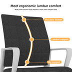 Minimalist Modern Office Chair with Metal Frame, Soft Mesh Backrest, Comfortable Polyurethane Cushion, White+Black, Suitable 