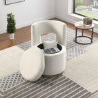 360° Swivel Accent Chair with Storage Function, Velvet Curved Chair with Gold Metal Base for Living Room, Nursery, Bedroom - Grand Goldman Shop