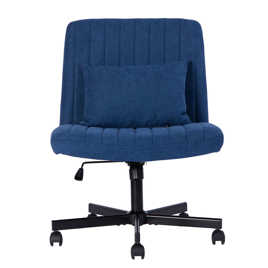 Modern Linen Blue Criss Cross Office Chair with Adjustable Height, Ergonomic Design, and Breathable Fabric in Blue Linen Mate
