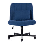 Modern Linen Blue Criss Cross Office Chair with Adjustable Height, Ergonomic Design, and Breathable Fabric in Blue Linen Mate