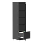 Heavy Duty Black Metal 5 Drawer Vertical File Cabinet with Lock and Wheels for Home Office | Premium Home Decor - Grand Goldm