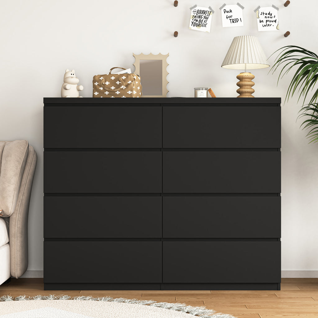8 Drawers Dresser for Bedroom, Wood Bedroom Dresser Modern Drawer Chest, 8 Chest of Drawer, Tall Dresser for Closet, Dressers Organizer for Living Room, Closet,Black - Grand Goldman Shop