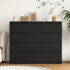 8 Drawers Dresser for Bedroom, Wood Bedroom Dresser Modern Drawer Chest, 8 Chest of Drawer, Tall Dresser for Closet, Dressers Organizer for Living Room, Closet,Black - Grand Goldman Shop