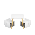 Kids Table and 2 Chair Set with Storage Bins, 3-Piece Toddler Activity Play Table for Arts & Crafts, Reading, Drawing, Wooden