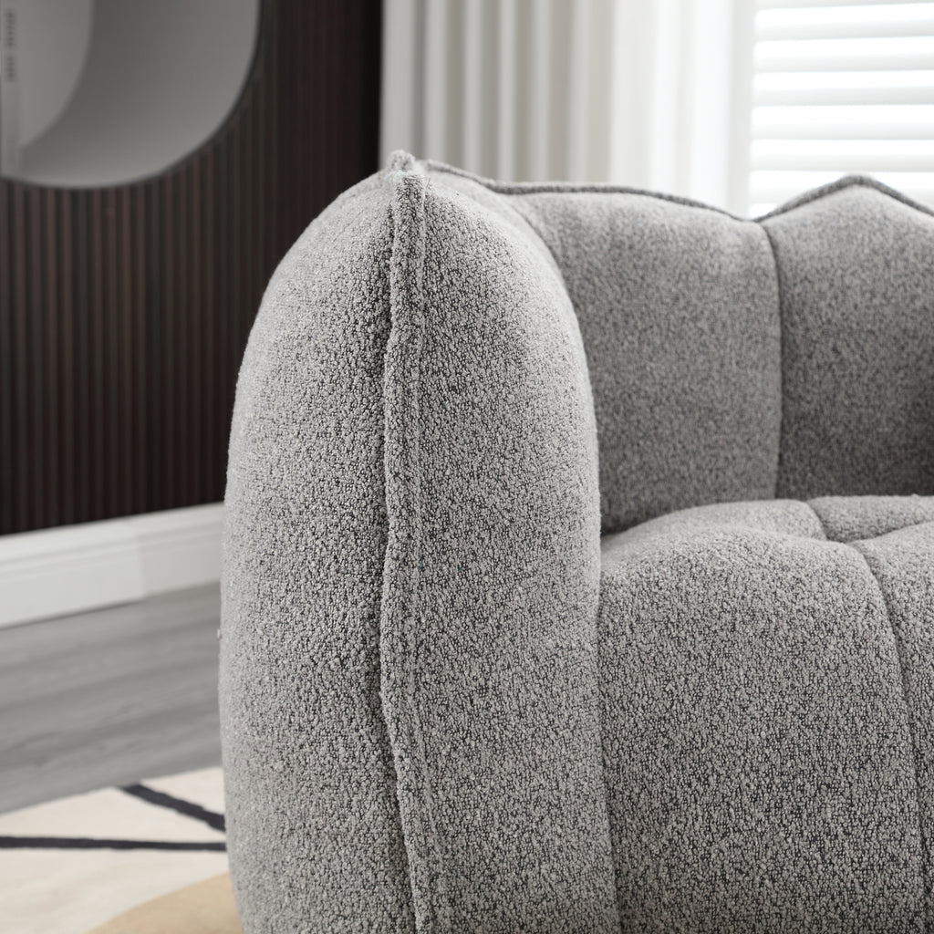 Soft Chenille Bean Bag Chair with High Resilient Foam for Living Room and Bedroom, Comfortable Square Lazy Sofa with Footstool for Adults - Grand Goldman Shop