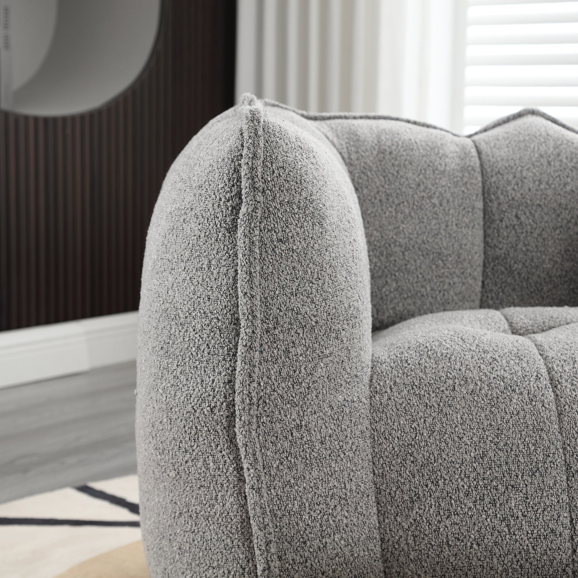 Soft Chenille Bean Bag Chair with High Resilient Foam for Living Room and Bedroom, Comfortable Square Lazy Sofa with Footstool for Adults - Grand Goldman Shop