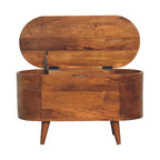 Solid Wood Chestnut Rounded Lid-Up Blanket Box, Storage Box - Grand Goldman Shop
