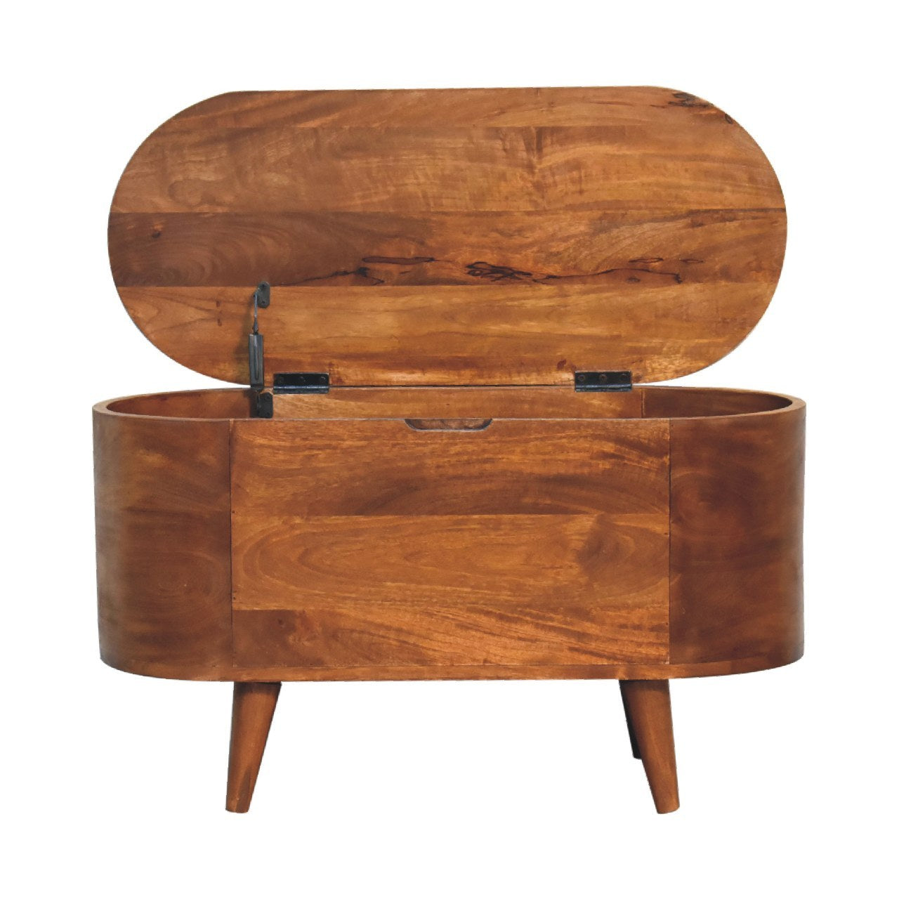 Solid Wood Chestnut Rounded Lid-Up Blanket Box, Storage Box - Grand Goldman Shop