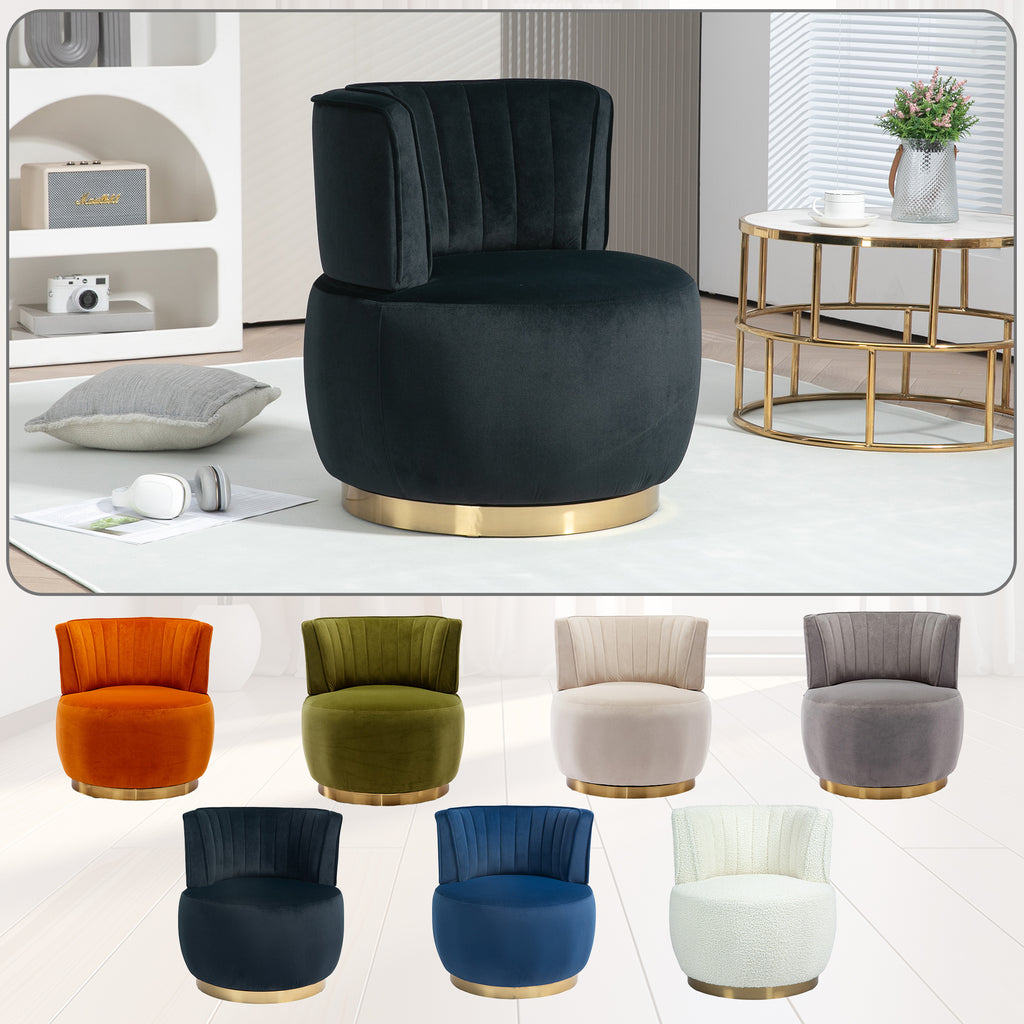 COOLMORE Swivel Barrel Chair, 360 Degree Round Armchair with Fluffy Velvet Upholstery for Living Room, Bedroom, Office - Grand Goldman Shop