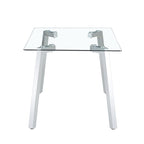 A modern minimalist rectangular glass dining table with tempered glass tabletop and silver metal legs, suitable for kitchens, restaurants, and living rooms,63'*35.4'*30' - Grand Goldman Shop
