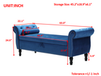Aijia 63' Velvet Multifunctional Storage Bench Rectangular Sofa Stool Buttons Tufted Nailhead Trimmed Ottoman Solid Wood Legs with 1 Pillow,Blue - Grand Goldman Shop