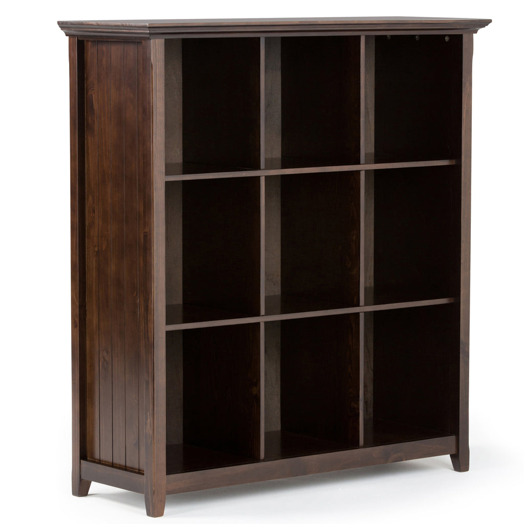 Acadian 9 Cube Bookcase and Storage Unit in Dark Brown Wood with Transitional Style, 44W x 15.75D x 48H inches | Premium Home
