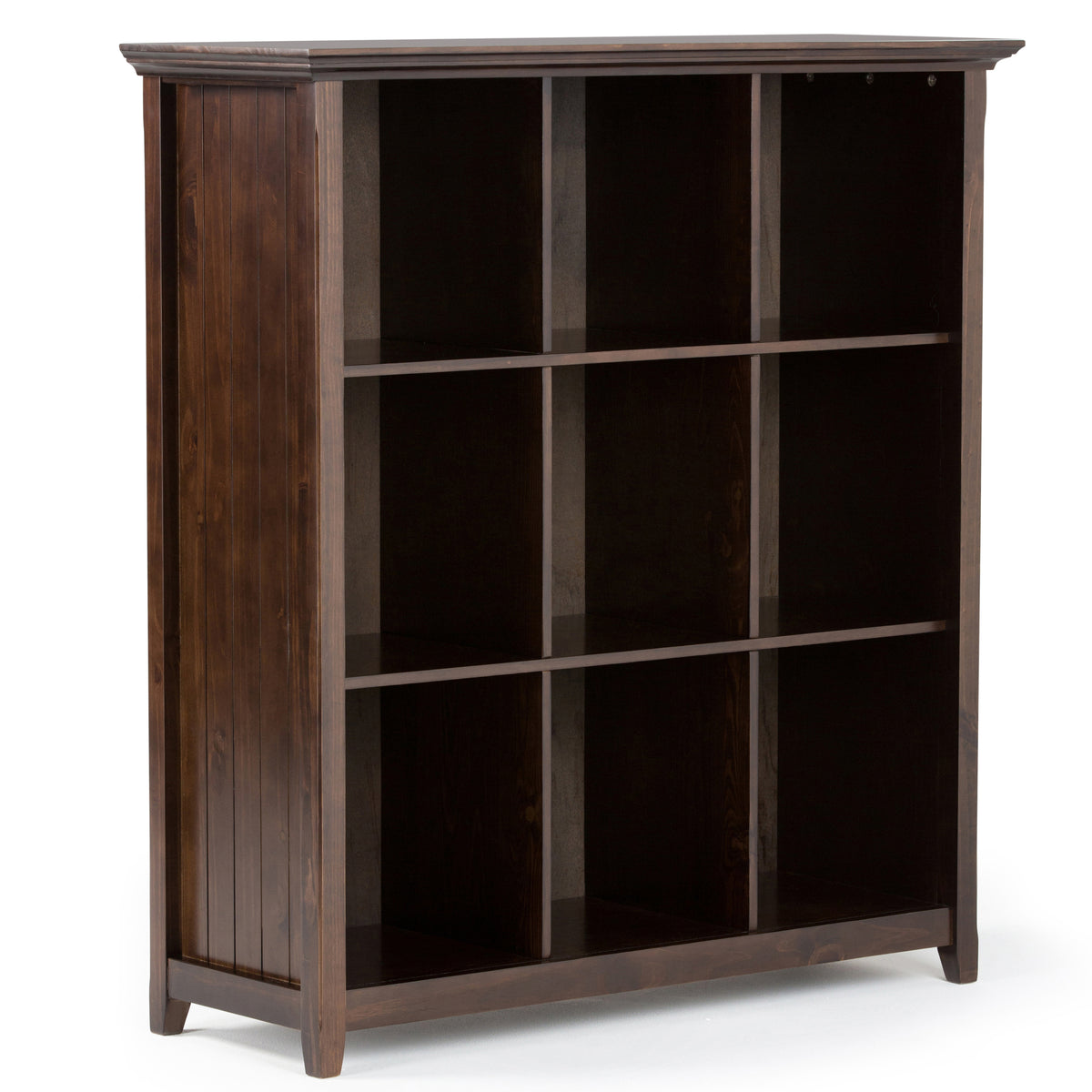 Acadian 9 Cube Bookcase and Storage Unit in Dark Brown Wood with Transitional Style, 44W x 15.75D x 48H inches | Premium Home
