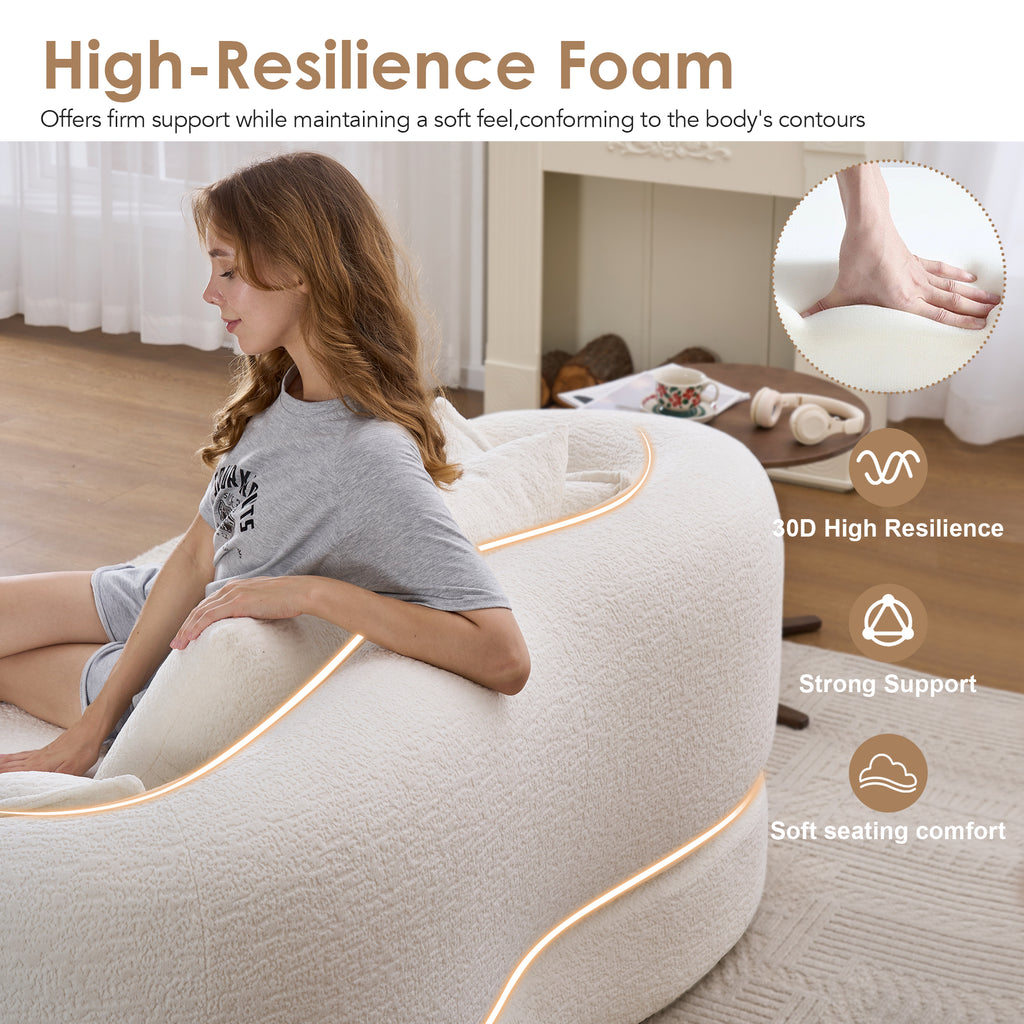 2-in-1 Foldable Sofa Bed,70 Inch Folding Boneless Couch Convertible Compressed Sleeper Sofabed, 4 Pillows for Living Room Apartment, Milk White - Grand Goldman Shop
