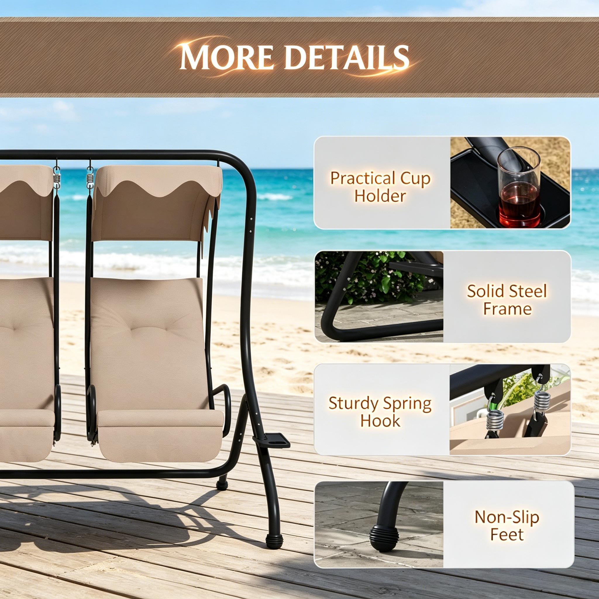 Garden Swing Chair,Outdoor Swing Chair,Two-Person Porch Swing Chair - Grand Goldman Shop