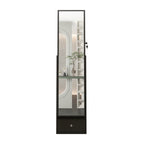 360°Swivel Jewelry Cabinet with Full Length Mirror, 360°Rotating Standing Jewelry Armoire Organizer, Lockable Storage Cabinet, Interior Lighted Mirror and Storage Drawers, Black - Grand Goldman Shop