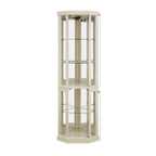 Corner Lighted Curio Cabinet Corner Glass Cabinet Lighted Curio Cabinet Corner Display Case for Living Room, Curio Cabinet, Antique collection, Wine,Bar Glass Storage Light Included,Antique White - Grand Goldman Shop