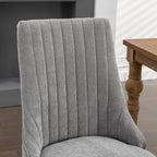 Rayon Cloth Flocking Linen Dining Chairs Channel Kitchen Dinner Chair Comfy Fabric Upholstered Accent Chair for Dining Room with Curved Solid Wood Legs,Set of 2 (Gray), SW1847GY - Grand Goldman Shop