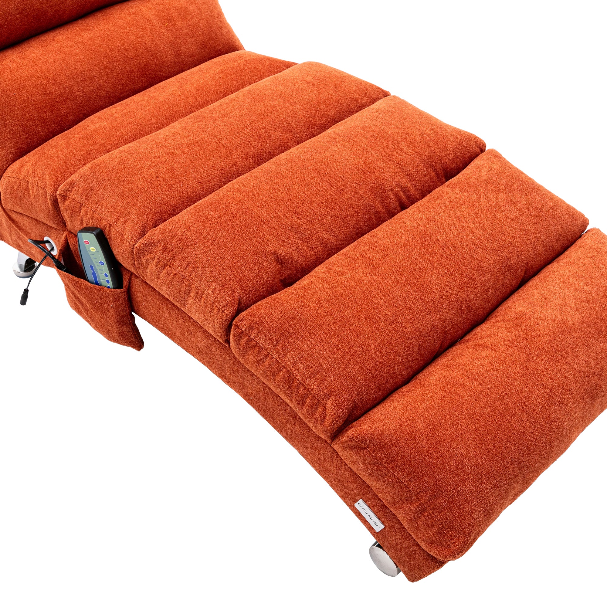 Ergonomic Linen Massage Chaise Lounge with Remote Control, Orange, 5 Modes - Grand Goldman Shop