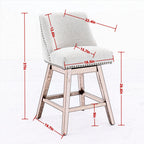 Ivory Upholstered Counter Height Swivel Barstools Set of 2, 26'' H Seat, Fabric and Rubber Wood - Grand Goldman Shop