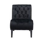 COOLMORE Modern Velvet Armless Accent Living Room Chair / Leisure Chair,Upholstered Fabric Button Comfortable Chair with Wooden Legs for Bedroom, Living Room, Office (Black Velvet) - Grand Goldman Shop