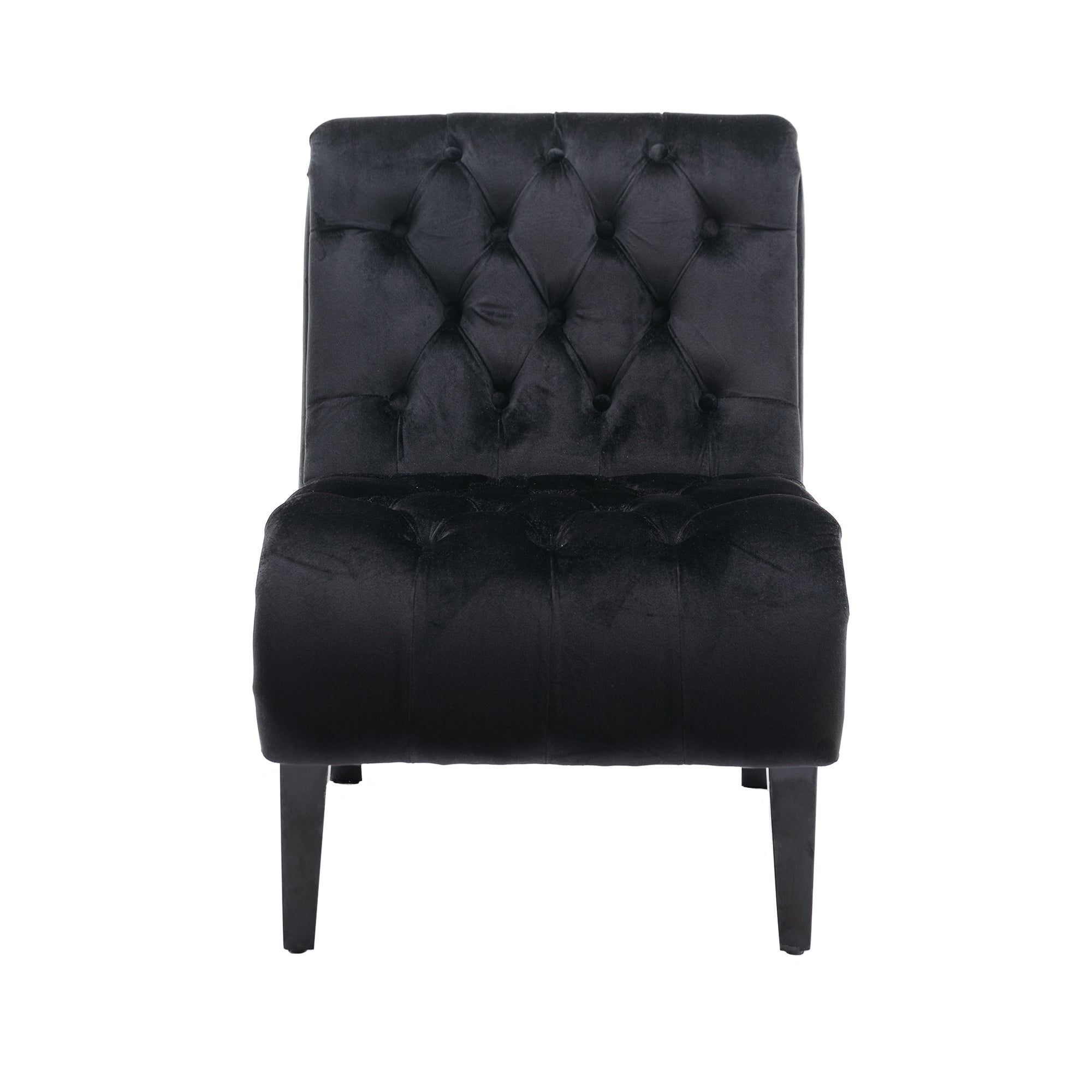 COOLMORE Modern Velvet Armless Accent Living Room Chair / Leisure Chair,Upholstered Fabric Button Comfortable Chair with Wooden Legs for Bedroom, Living Room, Office (Black Velvet) - Grand Goldman Shop