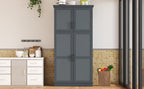 [Assembly Video Provided] TOPMAX 35.5x17.6x70.9inch Freestanding Kitchen Pantry Cabinet, Tall Storage Cabinet with 4 Doors, 2 Door Shelves, 8 Pull-out Trays and Adjustable Shelf for Dining Room, Gray - Grand Goldman Shop