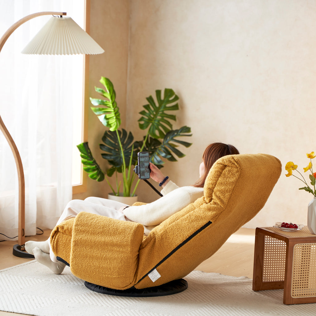 Adjustable Yellow Swivel Lounge Chair with 360-Degree Rotating Seat and Headrest Support, Leisure Chair Deck Chair - Game Chair for Living Room - Grand Goldman Shop