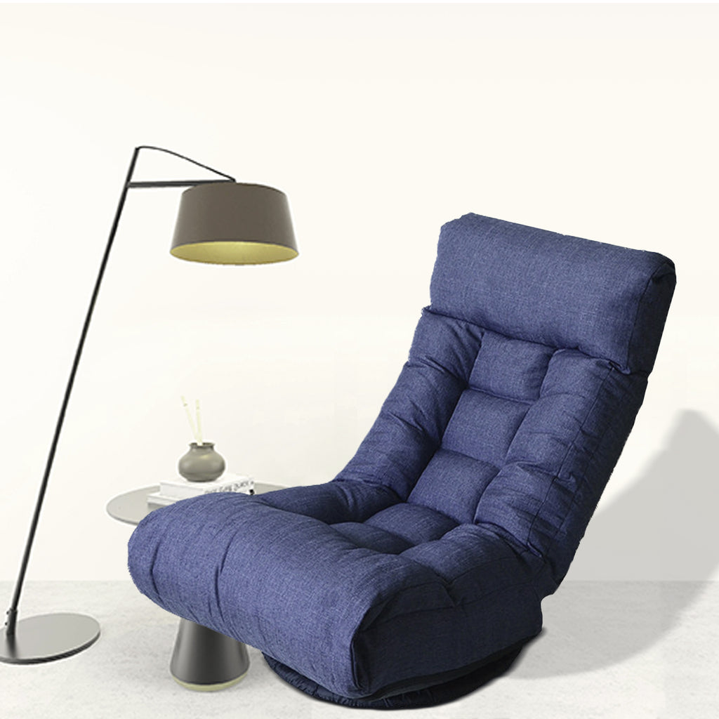 Navy Adjustable Japanese Reclining Floor Chair Sofa with Metal Frame for Living Room & Balcony - Grand Goldman Shop