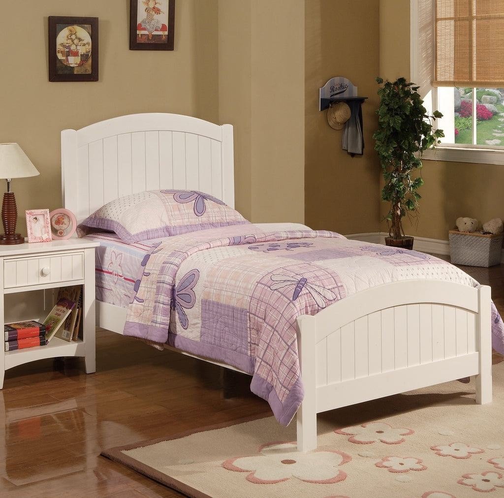 White Color Twin Size Bed Nightstand And Chest 3pc Set Bedroom Furniture Wooden Transitional Style Headboard - Grand Goldman Shop