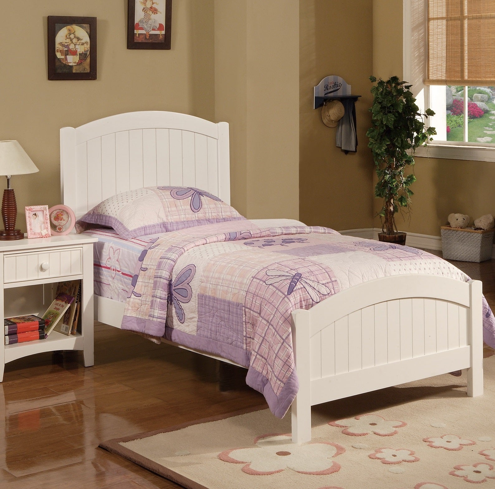 White Color Twin Size Bed Nightstand And Chest 3pc Set Bedroom Furniture Wooden Transitional Style Headboard - Grand Goldman Shop