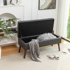 Storage Bench with Storage Bench for Bedroom End of Bed Bench Foot of Bed Bench Entryway Bench Storage Ottoman Bench 43.3' W x 17.7' Dark Grey Leather Bench - Grand Goldman Shop