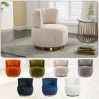 Swivel Barrel Accent Sofa Chair, 360 Degree Rotation, Fluffy Velvet Fabric, Beige, 25.20'' x 25.59'' x 26.38'' - Grand Goldman Shop