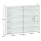 5-Tier Display Cabinet, Glass Display Case with 2 Doors and Adjustable Shelves, Wall-Mounted, White - Grand Goldman Shop