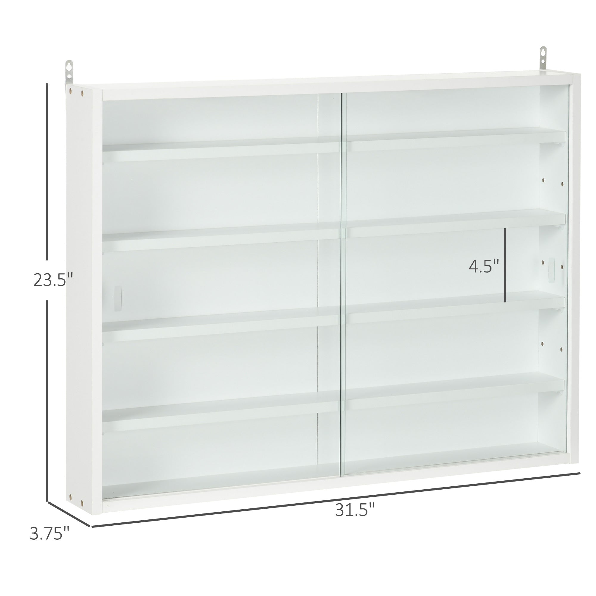 5-Tier Display Cabinet, Glass Display Case with 2 Doors and Adjustable Shelves, Wall-Mounted, White - Grand Goldman Shop