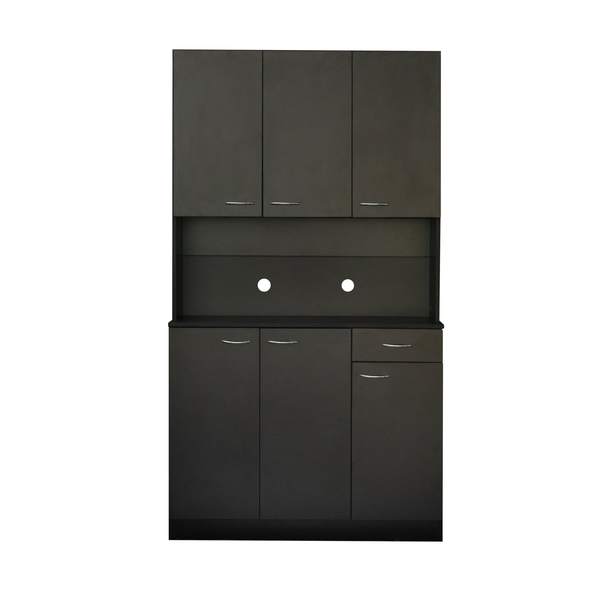 70.87' Tall Wardrobe& Kitchen Cabinet, with 6-Doors, 1-Open Shelves and 1-Drawer for bedroom,Black - Grand Goldman Shop