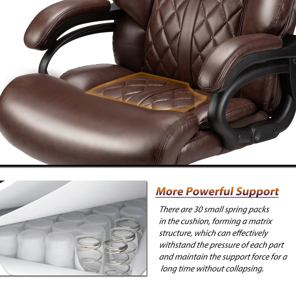 500lbs Big and Tall Office Chair for Heavy People Executive Office Chair with Wide Spring Seat Computer Desk Chair 360 Swivel