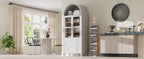 K&K 71' Tall Arched Kitchen Pantry Cabinet with 2 Large Drawers, Modern Farmhouse Kitchen Storage Cabinets with Adjustable Shelves, Glass Door, Wood Versatile Cupboard for Kitchens, Dining Room, White - Grand Goldman Shop