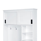 U-Can Modern Entryway Bench with Coat Rack, 3 Shelves and Drawers, 3 Sturdy Hooks, 40.2'' Wide Hall Tree with Storage Bench for Hallway, Entryway, Living Room - Grand Goldman Shop